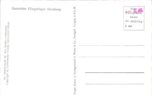 Ak Hornberg Degenfeld Schwäbisch Gmünd Baden Württemberg, Fliegeraufnahme des Fliegerlagers