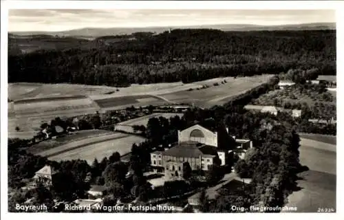 Ak Bayreuth, Richard Wagner Festspielhaus, Hotel, Bayr. Hof, Fliegeraufnahme