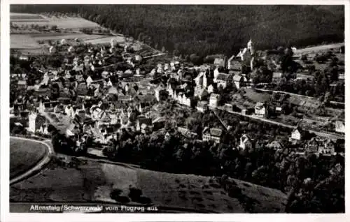 Ak Altensteig im Kreis Calw Baden Württemberg, Fliegeraufnahme vom Ort