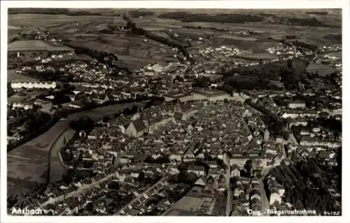 Ak Ansbach in Mittelfranken Bayern, Fliegeraufnahme