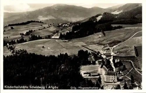 Ak Scheidegg im Allgäu Schwaben, Fliegeraufnahme, Kinderheilstätte