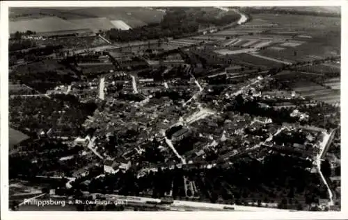 Ak Philippsburg in Baden, Fliegeraufnahme