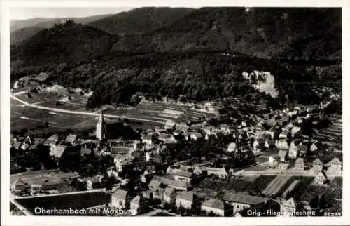 Ak Sauerbrunnen Oberhambach im Hunsrück, Fliegeraufnahme, Maxburg