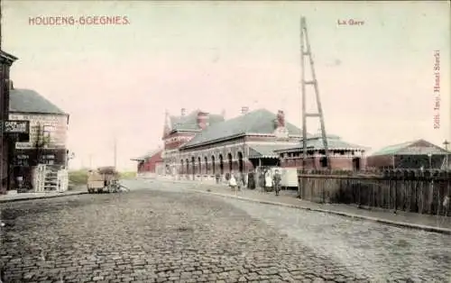 Ak Houdeng-Gœgnies Wallonien Hennegau, Bahnhof