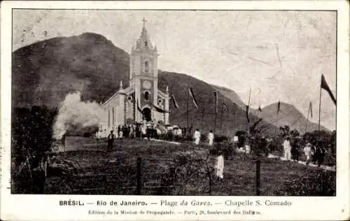 Ak Rio de Janeiro Brasilien, Plage da Garea, Chapelle S. Comado