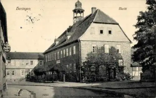 Ak Heringen an der Helme Thüringen, Markt mit Rathaus