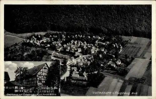 Ak Vollenborn Niederorschel im Eichsfeld Thüringen, Gasthaus zur Erholung, Totale, Fliegeraufnahme