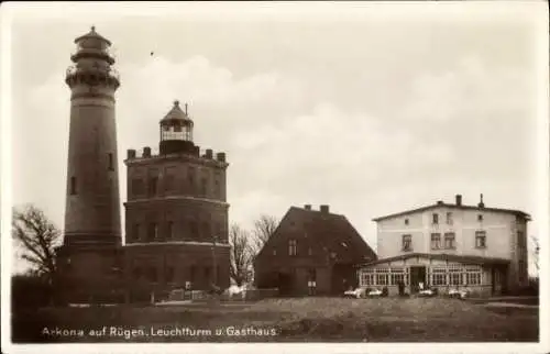 Ak Arkona Putgarten auf Rügen, Kap Arkona, Leuchtturm und Gasthaus