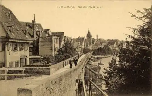 Ak Ulm an der Donau, Auf der Stadtmauer, Restaurant