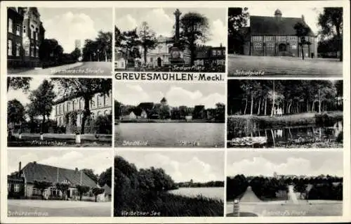 Ak Grevesmühlen in Mecklenburg, Schützenhaus, Wismarsche Straße, Krankenhaus, Sedan Platz