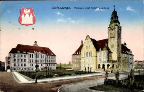 Ak Wittenberge an der Elbe Prignitz, Rathaus, Städtisches Lyzeum