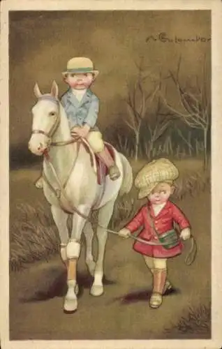 Künstler Ak Colombo, Reiter auf einem Pferd