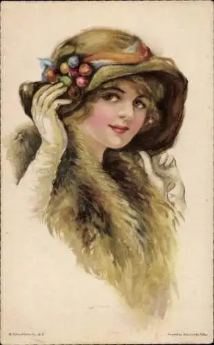 Künstler Ak American Girl No. 68, junge Frau mit Hut