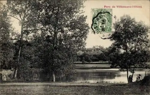 Ak Villeneuve l'Etang, Institut Pasteur, Park, Teich