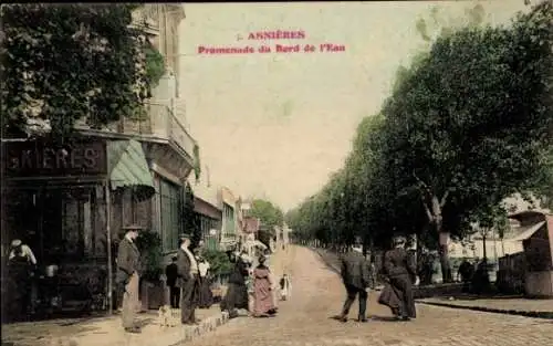 Ak Asnières sur Seine Hauts-de-Seine, Promenade du Bord de l'Eau