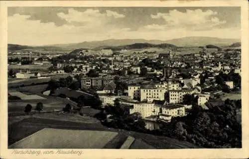 Ak Cieplice Śląskie Zdrój Bad Warmbrunn Riesengebirge Schlesien, Hirschberg vom Hausberg