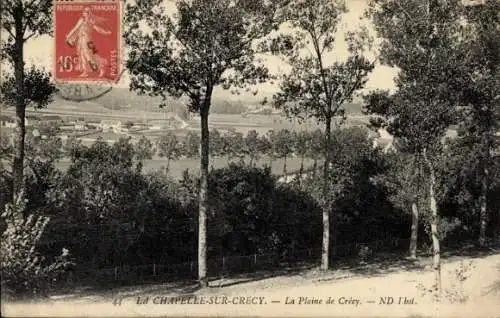 Ak La Chapelle sur Crécy Seine et Marne, Plaine de Crécy, Bäume