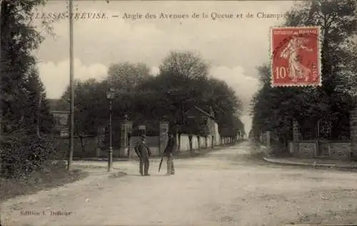 Ak Plessis Treviso Val de Marne, Ecke Avenues de la Queue und Avenue de Champigne