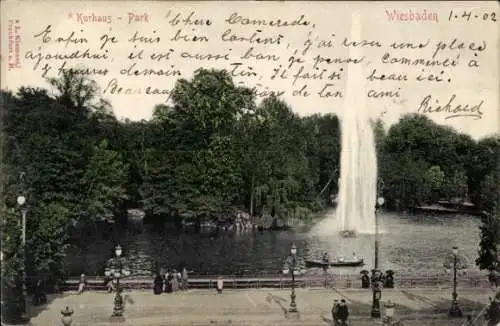 Ak Wiesbaden in Hessen, Kurhaus, Park, Springbrunnen