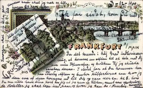 Litho Frankfurt am Main, Teilansichten, Schiller Denkmal