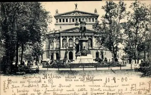 Ak Frankfurt am Main, Blick aus der Promenade, Denkmal