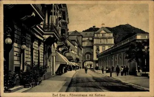 Ak Bad Ems an der Lahn, Römerstraße mit Kurhaus