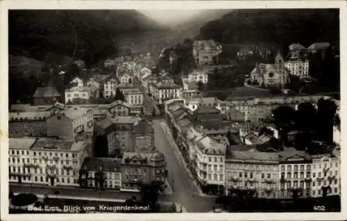 Ak Bad Ems an der Lahn, Teilansicht, Blick vom Kriegerdenkmal