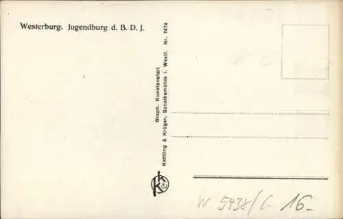 Ak Westerburg im Westerwaldkreis, Jugendburg der BDJ, Tagesraum