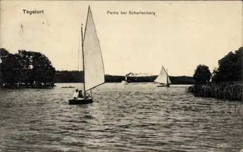 Ak Berlin Reinickendorf Konradshöhe Tegelort, bei Scharfenberg, Segelboote