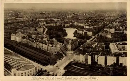 Ak Berlin Charlottenburg Westend, Funkturm, Bahnhof, Kaiserdamm