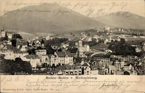 Ak Baden Baden, Teilansicht des Ortes mit Blick zum Michaelsberg