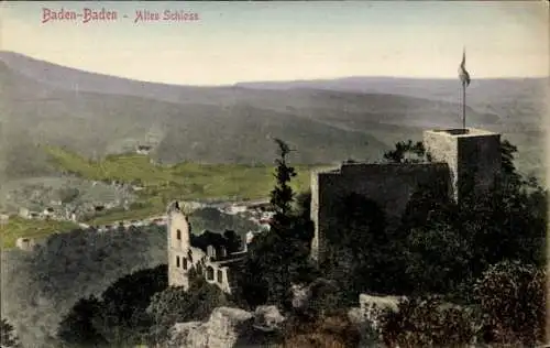 Ak Baden Baden am Schwarzwald, Altes Schloss, Panorama