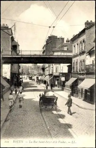 Ak Rouen Seine-Maritime, Rue Saint Sever, Viadukt