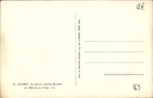 Ak Rodez-Aveyron, Place Adrien Rozier und Rathaus