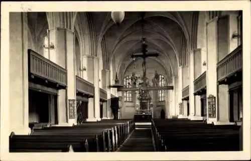 Ak Gransee im Kreis Oberhavel, St. Marien Kirche, Innenansicht, Mittelschiff