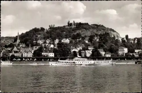 Ak Linz am Rhein, Teilansicht, Dampfer