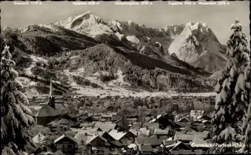 Ak Garmisch Partenkirchen in Oberbayern, Winteransicht, Kreuzjoch, Alpspitze, Höllentalspitzen