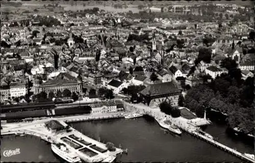 Ak Konstanz am Bodensee, Hafen, Stadt, Luftbild