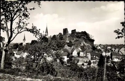 Ak Kastellaun im Hunsrück, Gesamtansicht, Burgruine