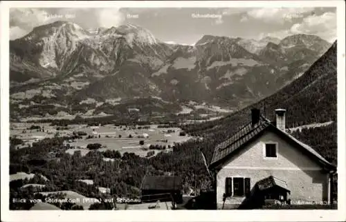 Ak Schönau am Königssee bei Berchtesgaden Oberbayern, Blick vom Söldenköpfl, Alpenwirtschaft