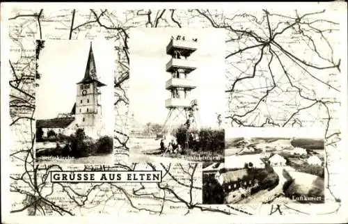 Ak Elten Emmerich am Niederrhein, Stiftskirche, Aussichtsturm, Panorama