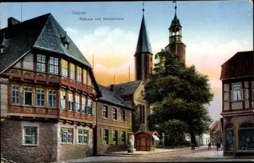 Ak Goslar am Harz, Rathaus und Marktkirche