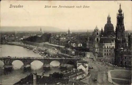 Ak Dresden Altstadt, Blick vom Fernheizwerk