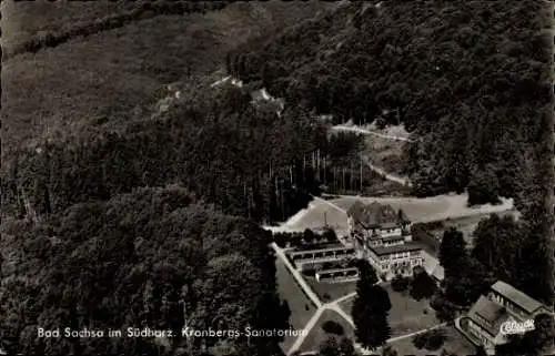 Ak Bad Sachsa im Harz, Kronbergs-Sanatorium, Fliegeraufnahme