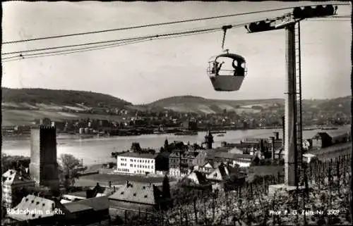 Ak Rüdesheim am Rhein, Blick von der Seilbahn auf Bingen