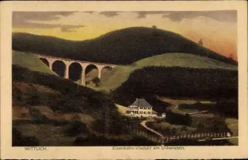 Ak Wittlich in der Eifel, Eisenbahn-Viadukt, Unkenstein