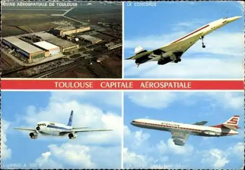 Ak Usine Aerospatiale de Toulouse, Concorde, Airbus A300B, Super Caravelle 12, Passagierflugzeuge