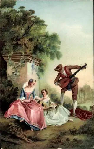 Künstler Ak Lancret, N., Musikstunde, Mann spielt Laute