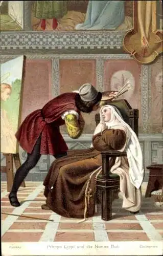 Künstler Ak Castagnola, G., Filippo Lippi und Nonne Lucrezia Buti