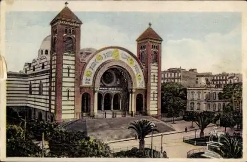 Ak Oran Algerien, Kathedrale, Statue Jeanne d'Arc